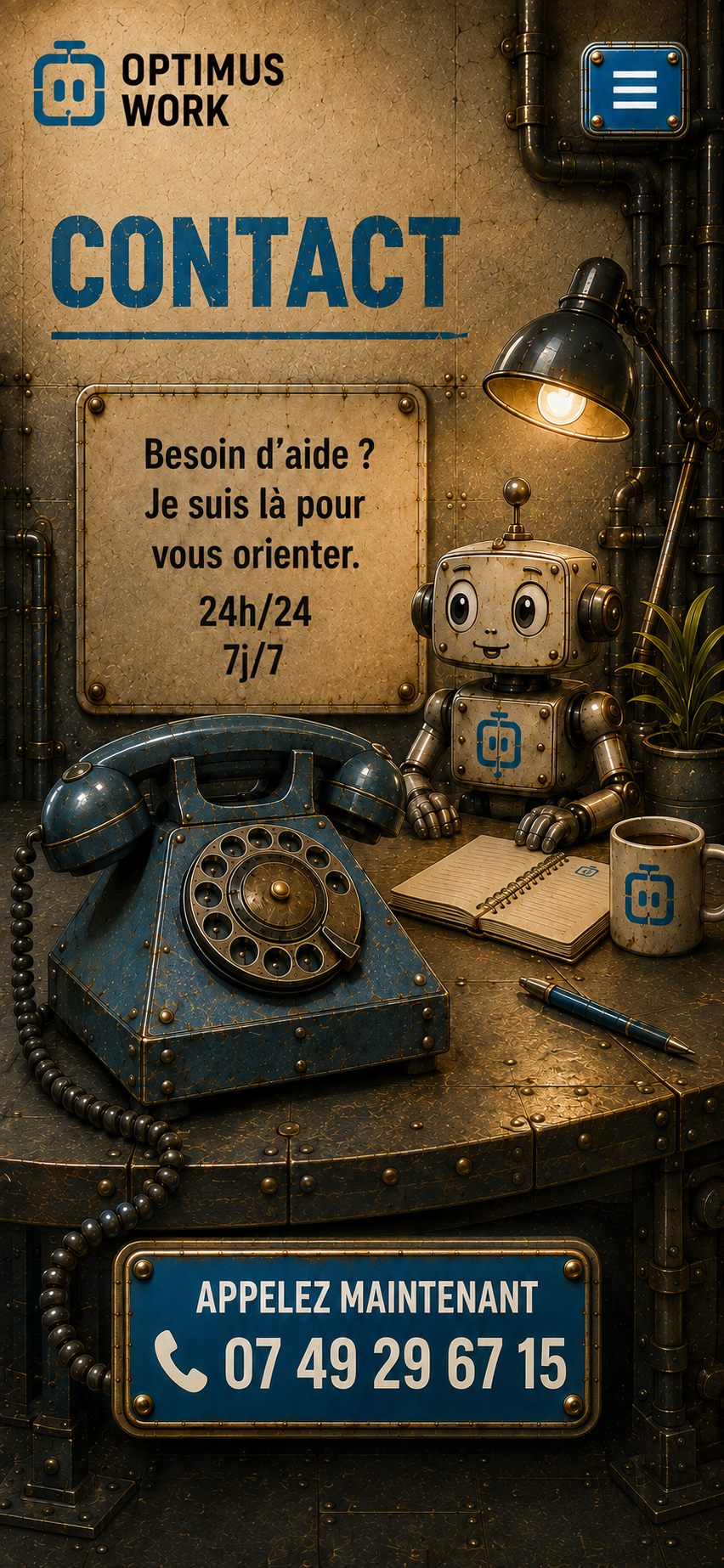 Contact Optimus Work avec le téléphone du standard.